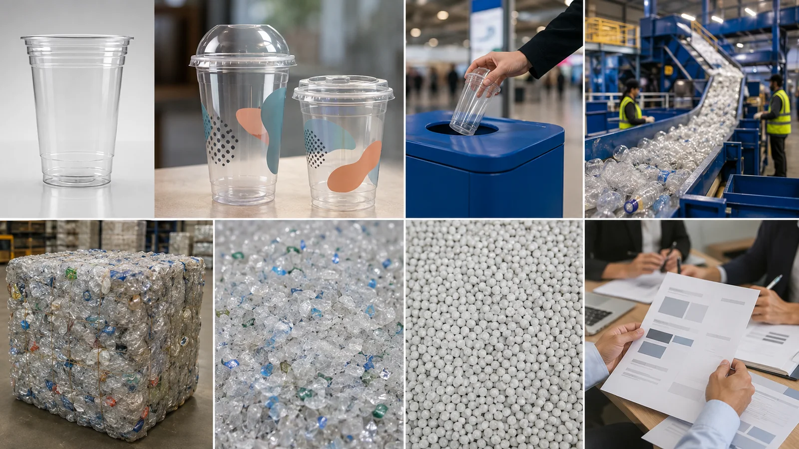B2B review of PET cup recycling claims from finished cup design through collection, sorting and recycling evidence