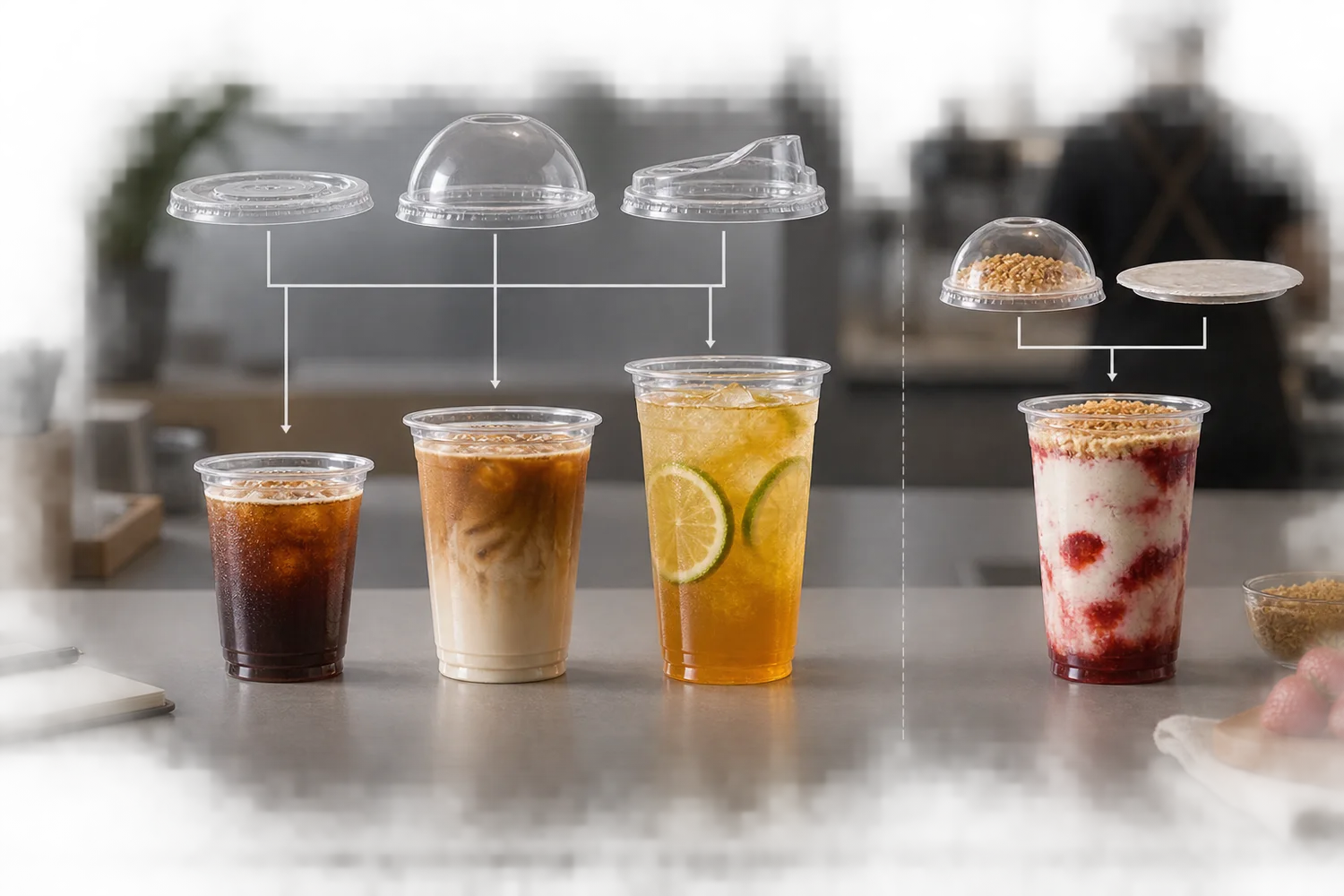 Two or three core cold drink cups organized around one main rim family with verified lid functions and one justified exception