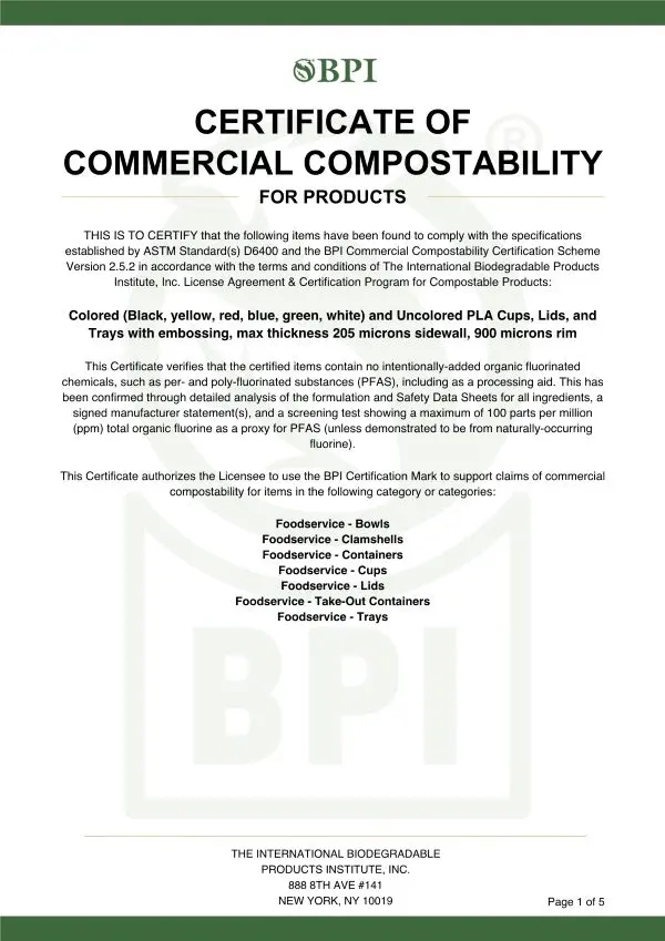Miniatura del certificato BPI per Bioleader Cups