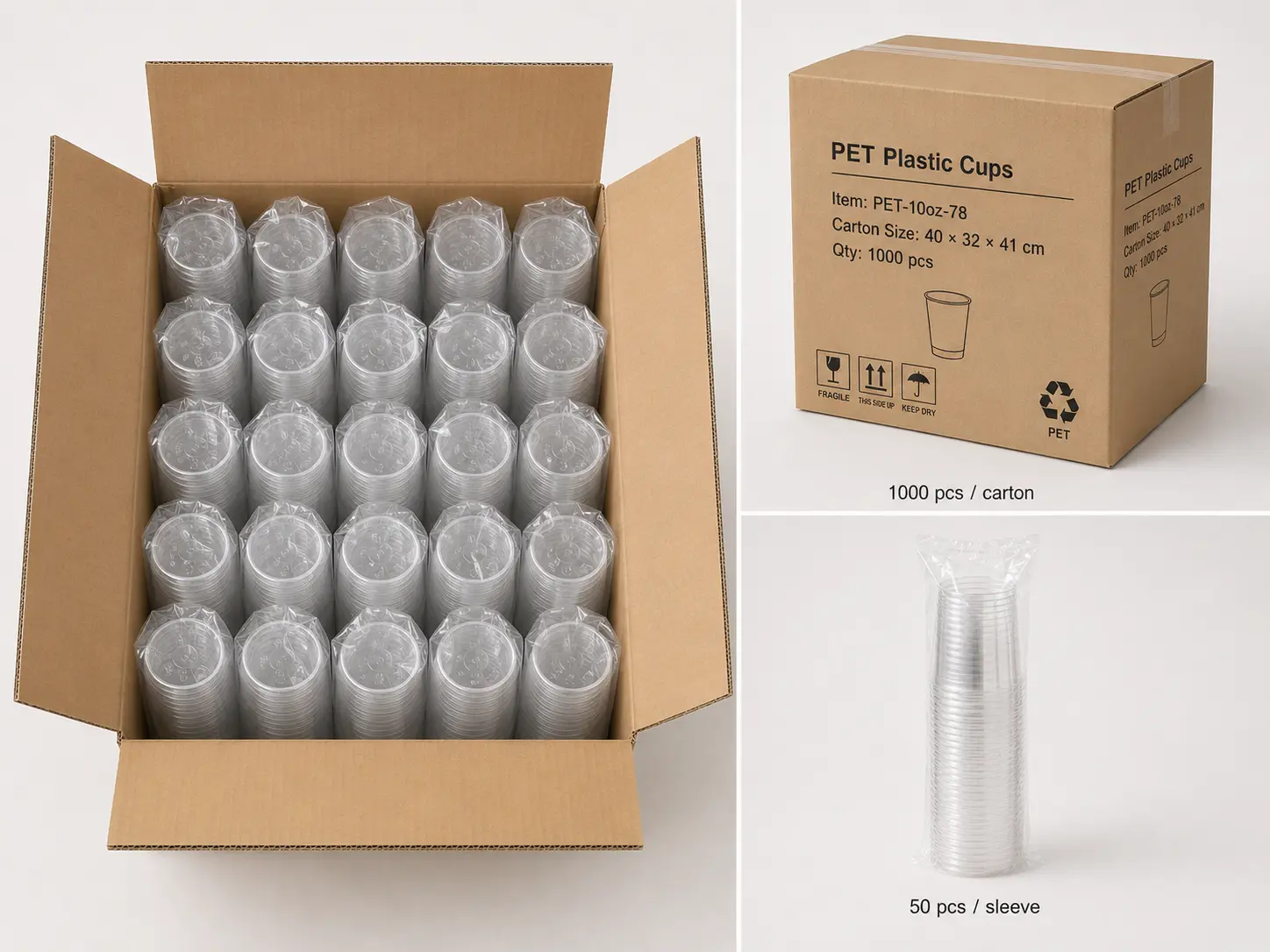 10oz PET Esposizione di imballaggi in cartone e confezioni per l'esportazione CUPS