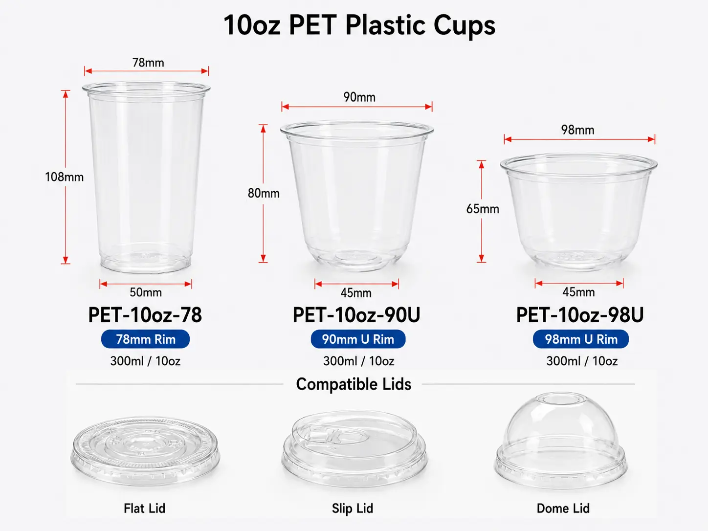 10oz 300ml Svuota PET Bicchieri per bevande fredde main product image