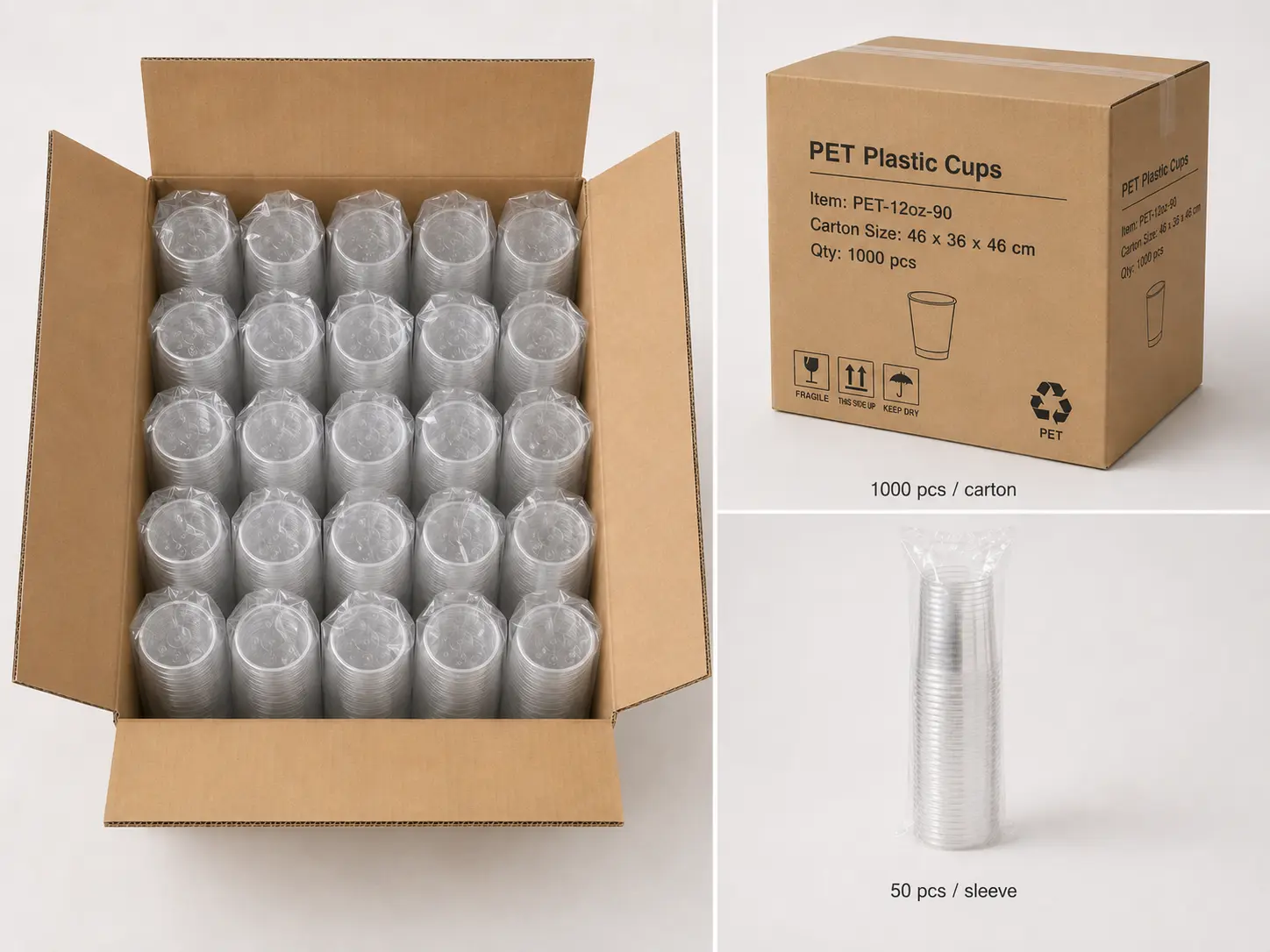 12oz PET Esposizione di imballaggi in cartone e confezioni per l'esportazione CUPSPH