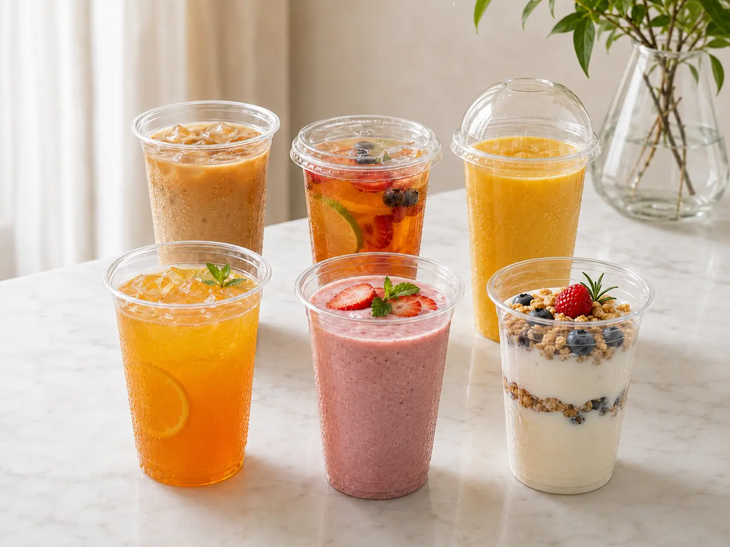 14oz transparent PET gobelets pour boissons glacées, smoothies et applications de restauration