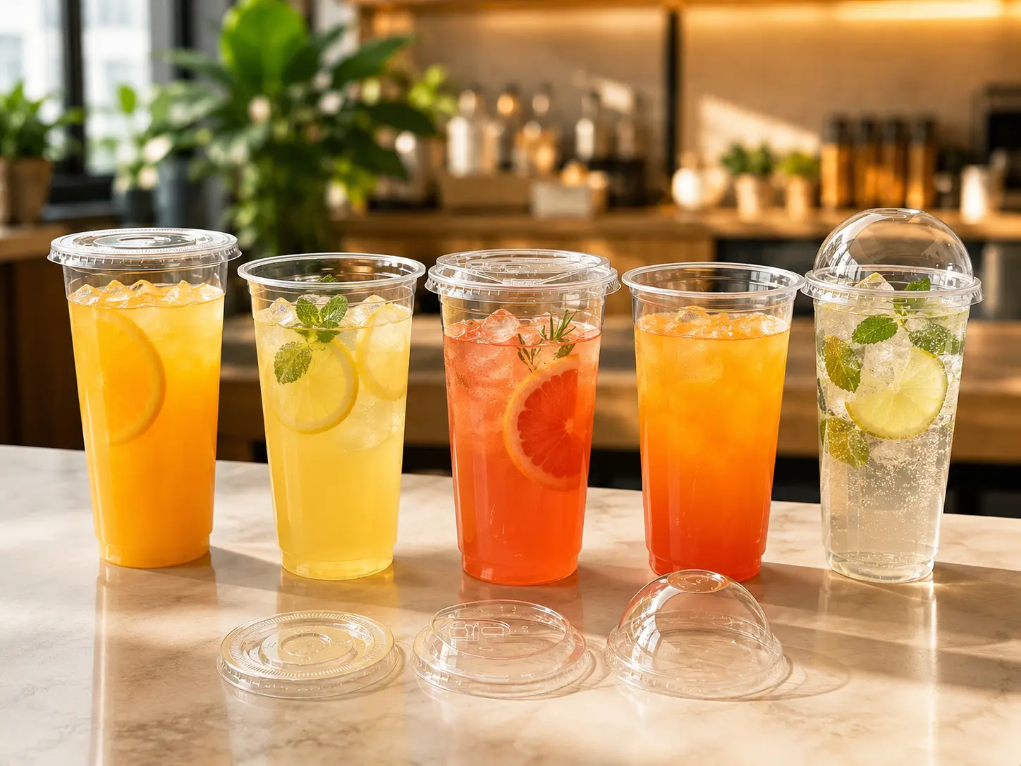 20oz PET bicchieri per frullati, bubble tea e bevande fredde da asporto