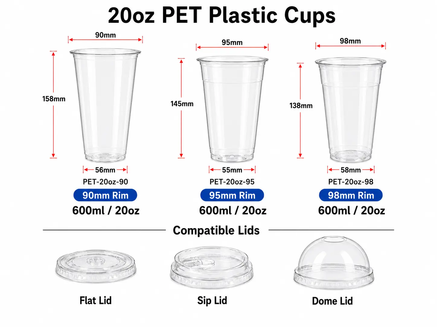 Bicchieri grandi trasparenti PET per frullati e bubble tea main product image