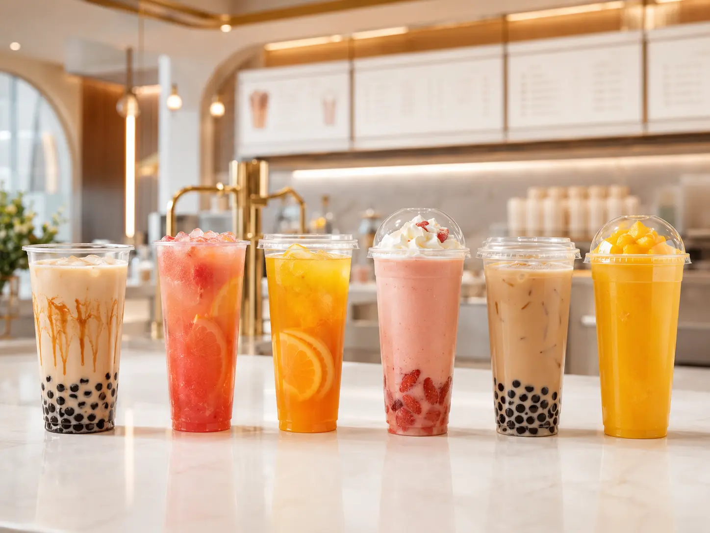 24oz PET bicchieri per frullati alla frutta e bubble tea