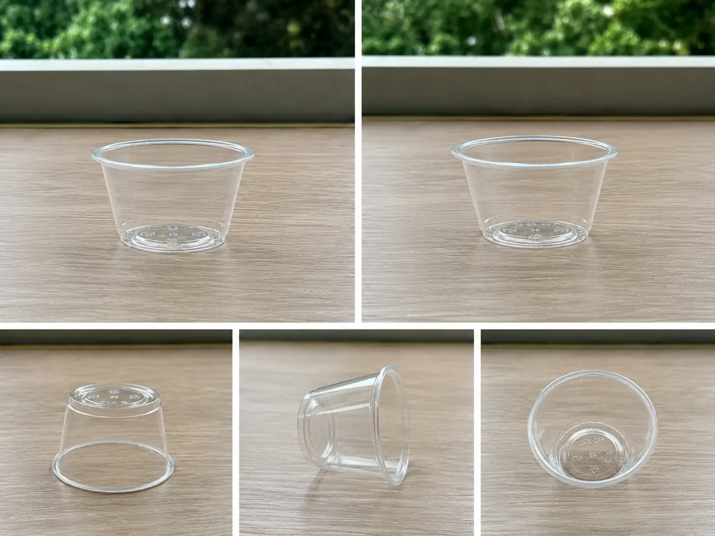 2oz clear PET disposable sample cup detail display
