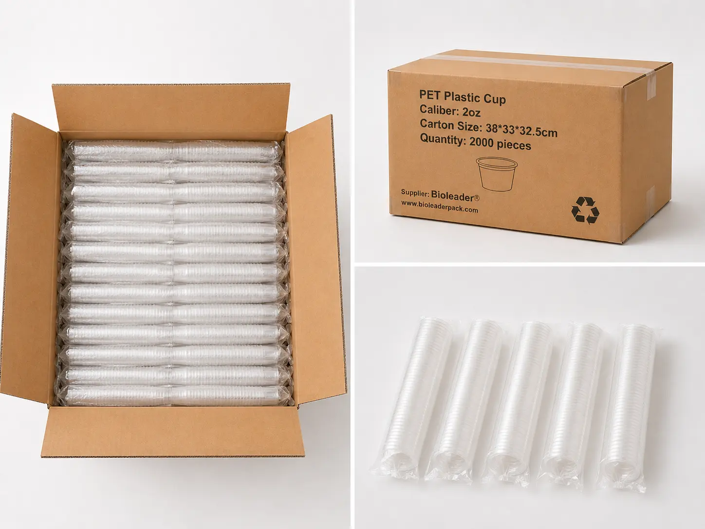 2oz PET sample cups carton packaging with 2000 pieces per carton