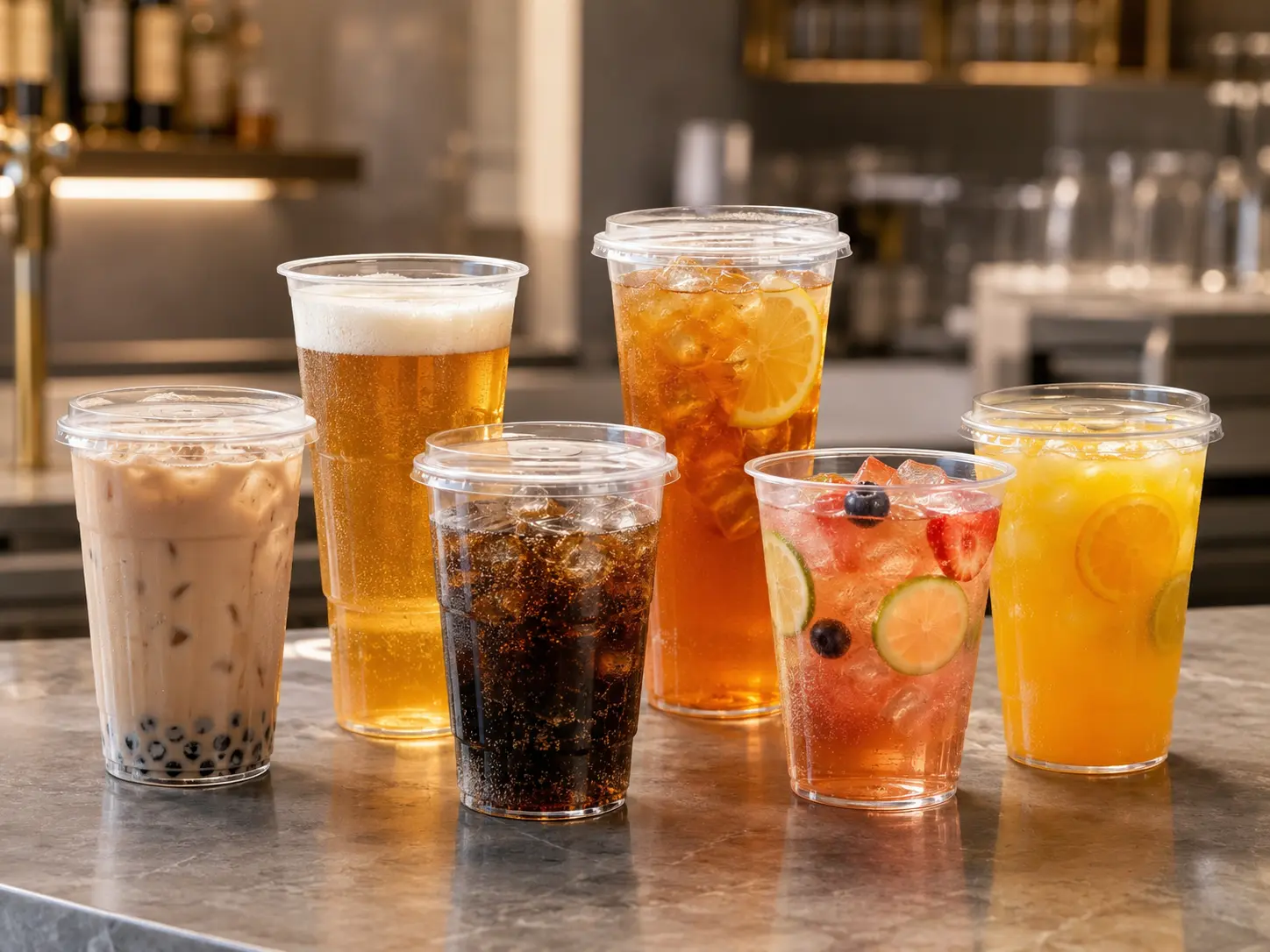 32oz großformatige PET Becher für große Kaltgetränke und Fruchtsäfte