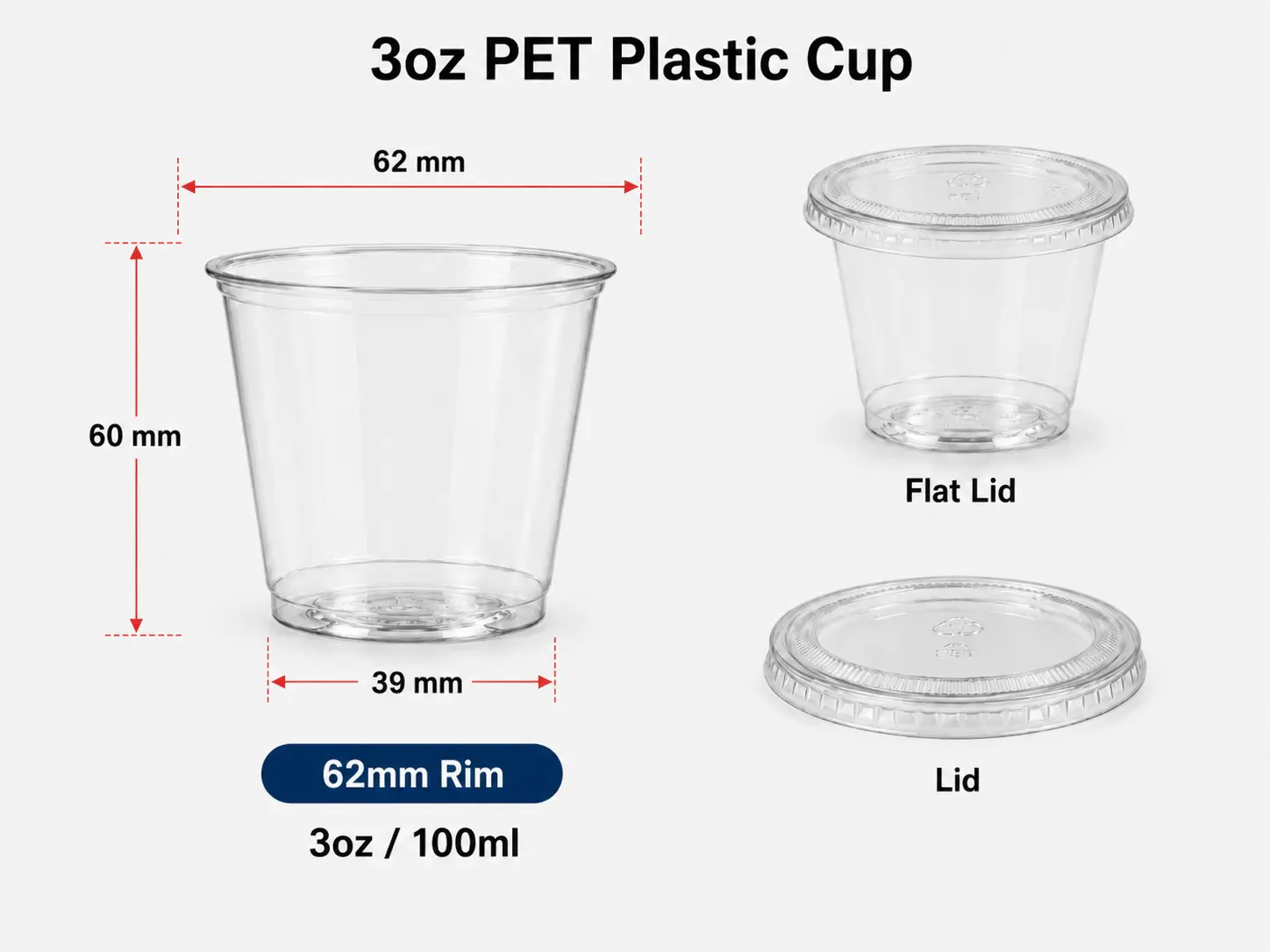 3oz 100ml Clear PET Sample Cups main product image
