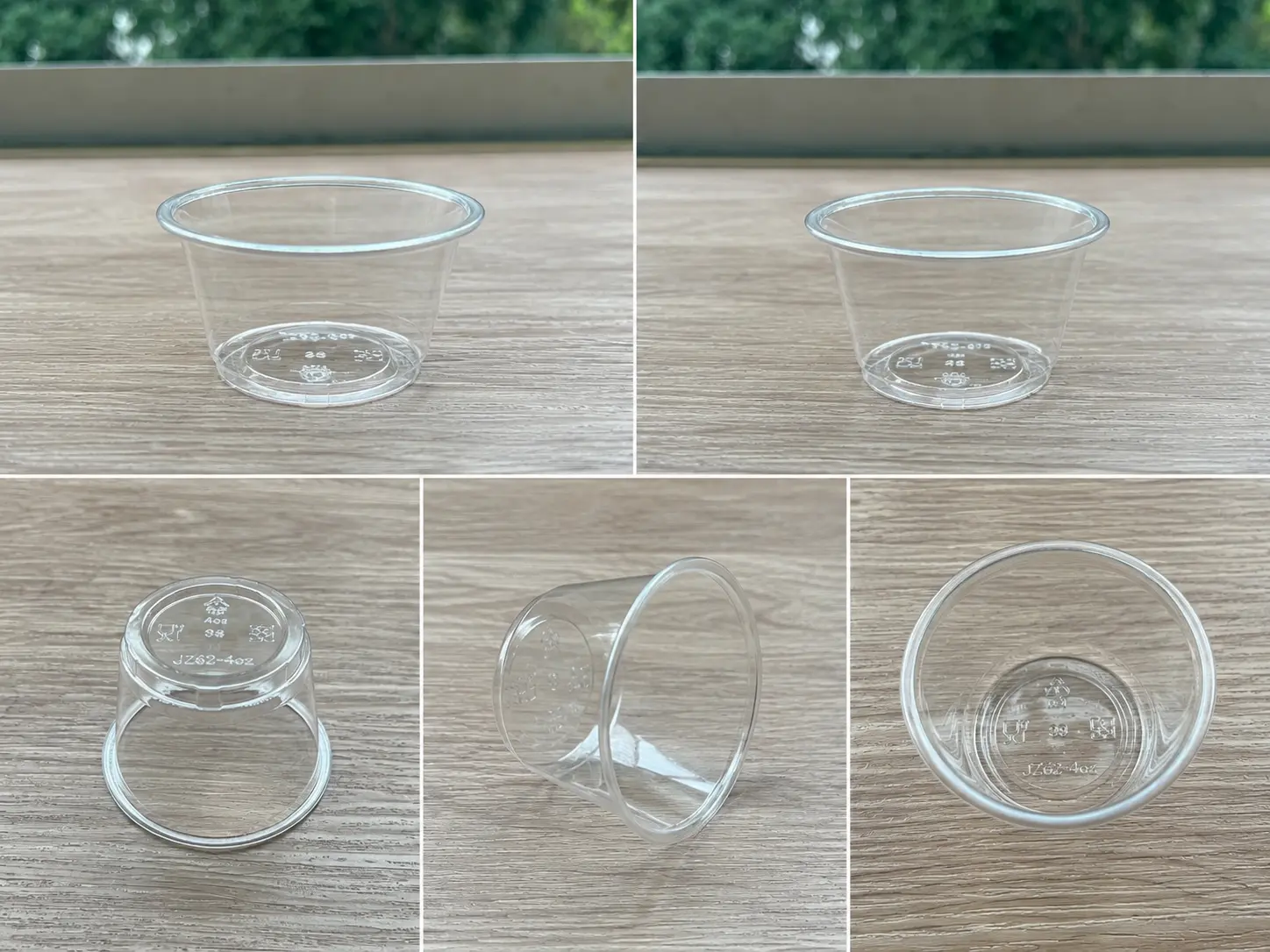 4oz clear PET disposable portion cup detail display