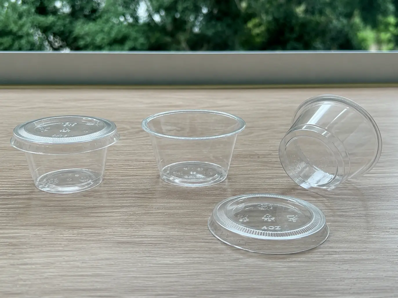 4oz PET portion cups with matching flat lid options