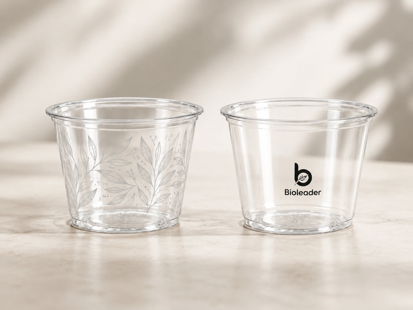 Beispiel für einen individuellen Logodruck auf 6oz durchsichtigen PET Einweg-Plastikbechern