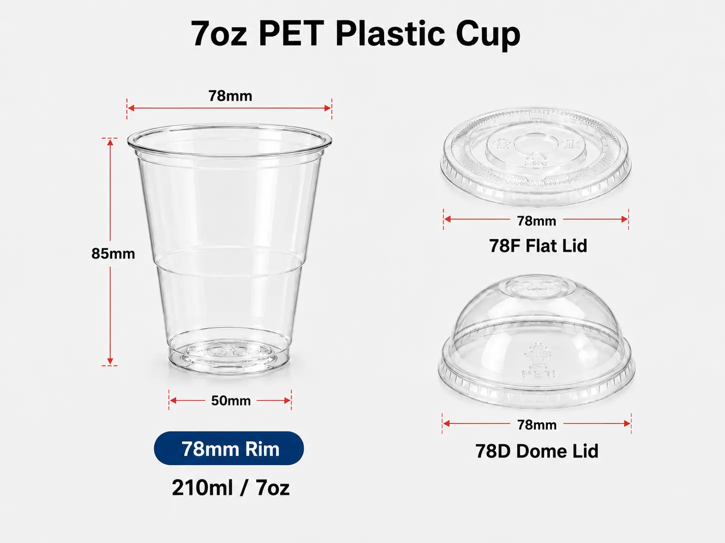 7oz 210ml Trasparenti PET Bicchieri per bevande fredde main product image