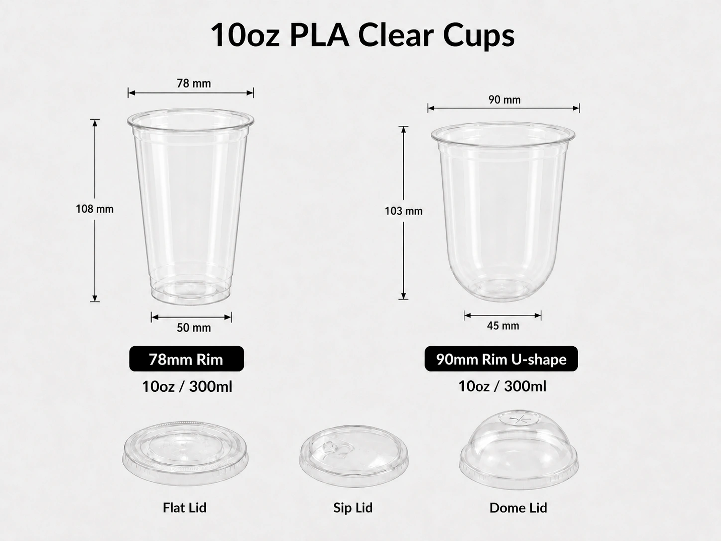 10oz/300ml PLA Compostable Cups main product image