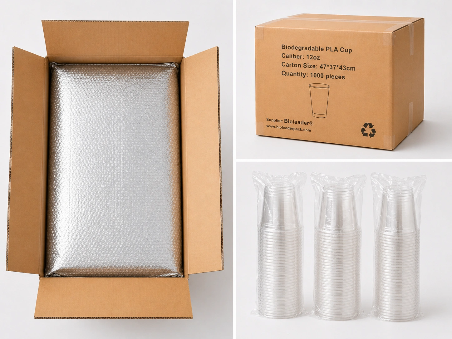 12oz PLA Compostable Cups Export-Ready Packaging
