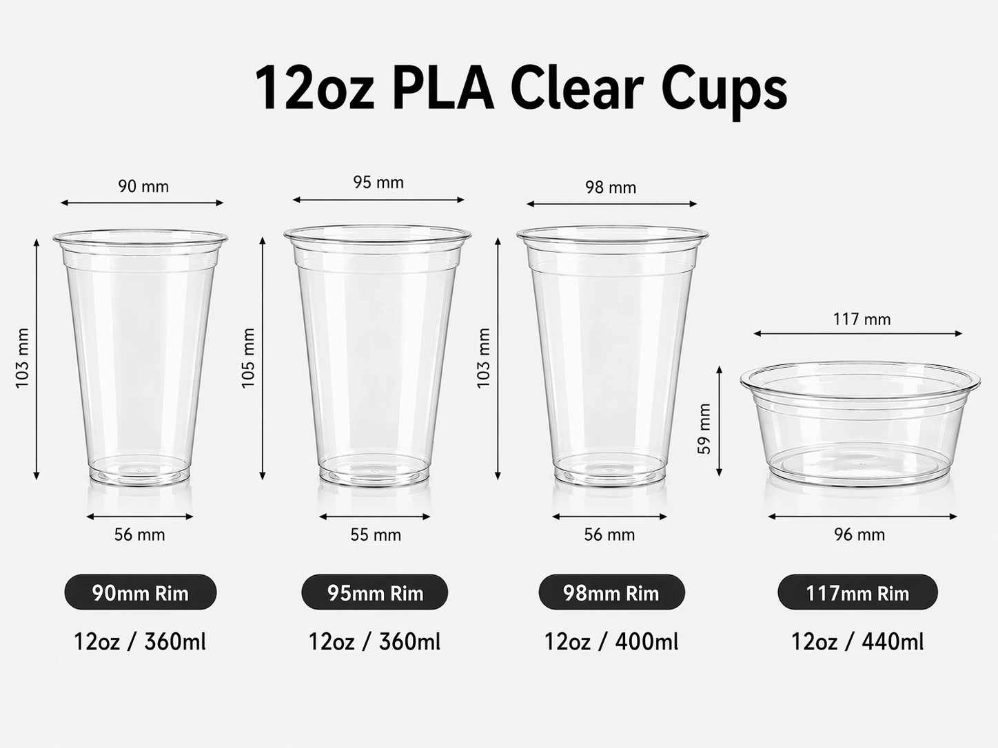 12oz/360ml/400ml PLA Compostable Cups main product image
