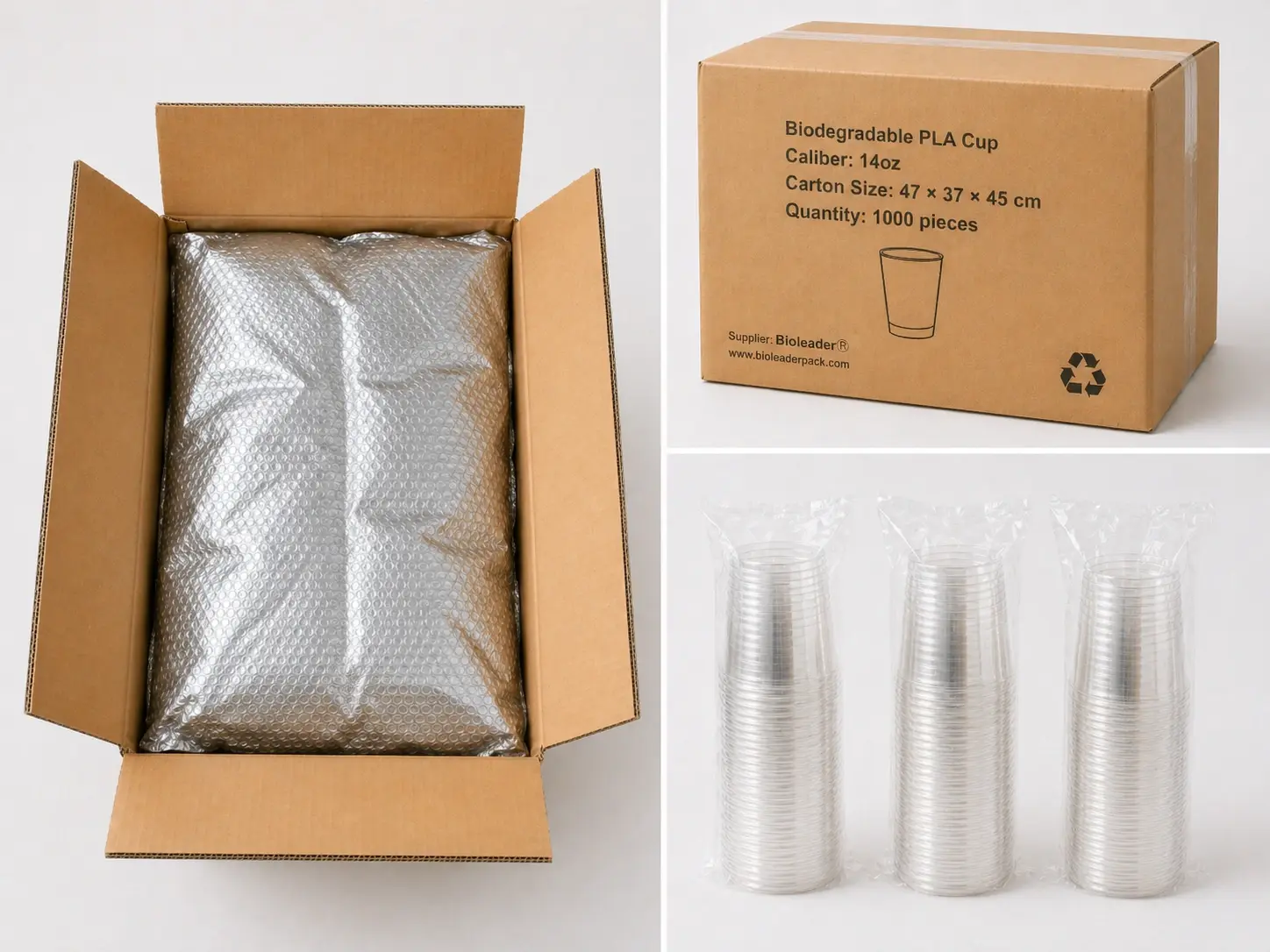 14oz PLA Compostable Cups Products Packaging Display