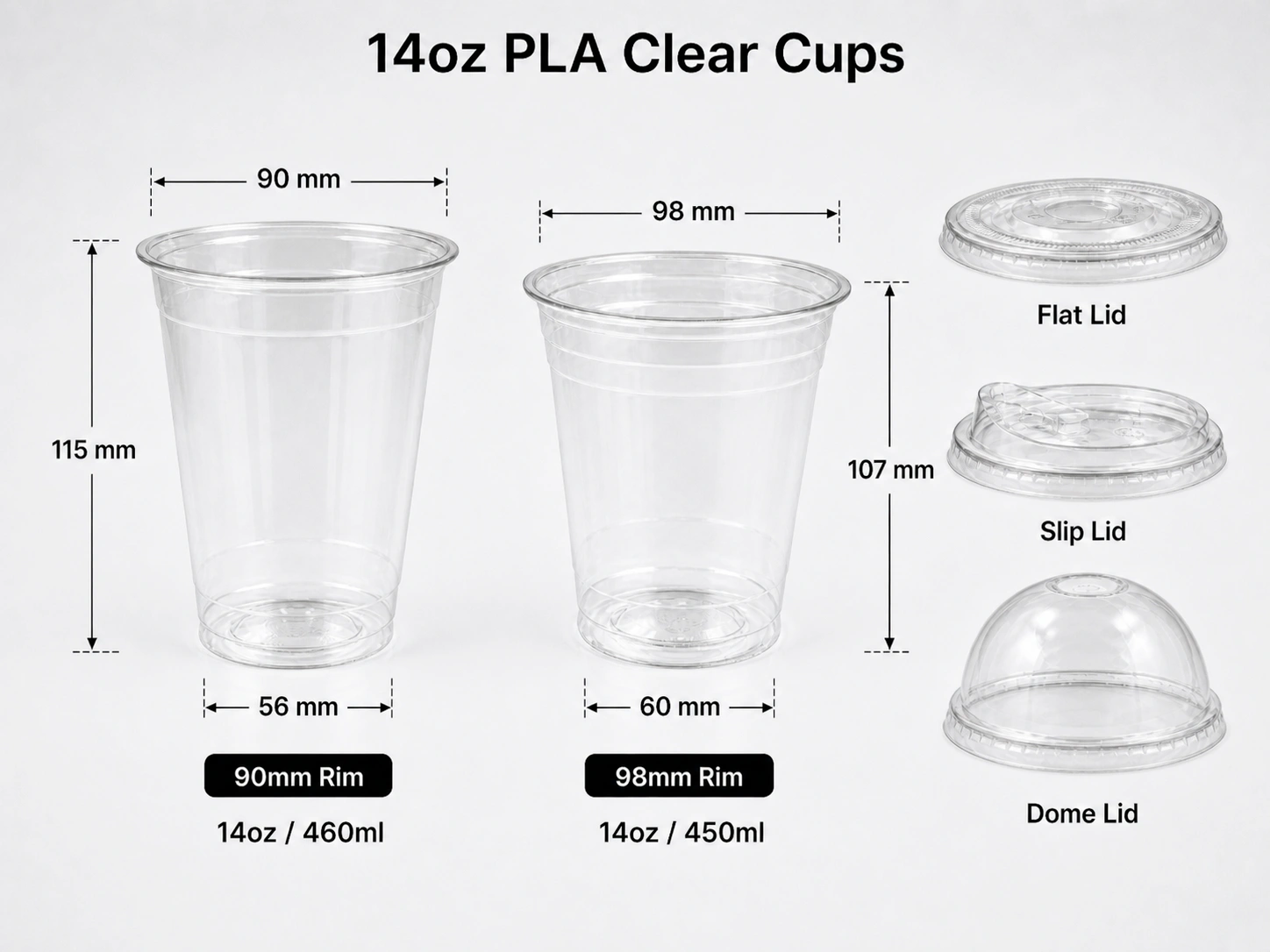 14oz/450ml/460ml PLA Compostable Cups main product image