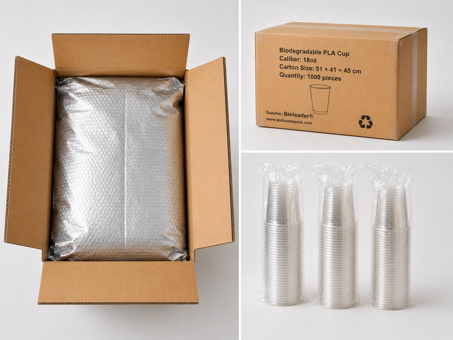 18oz PLA Compostable Cups Products Packaging Display
