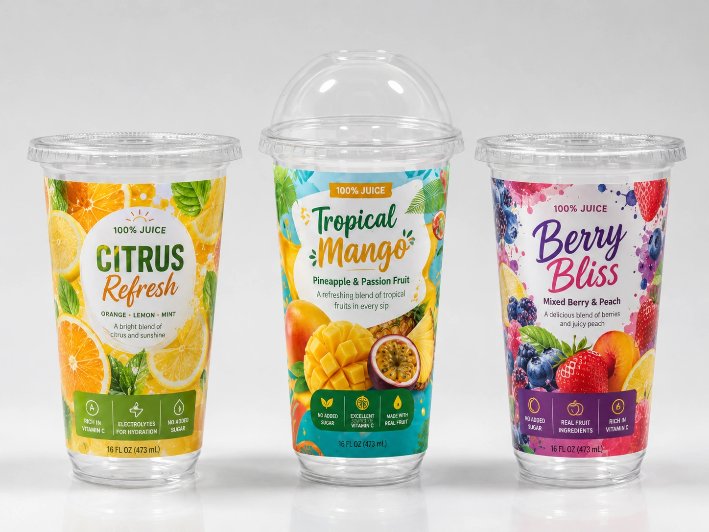 22oz PLA Compostable Cups multi-color custom cup printing example
