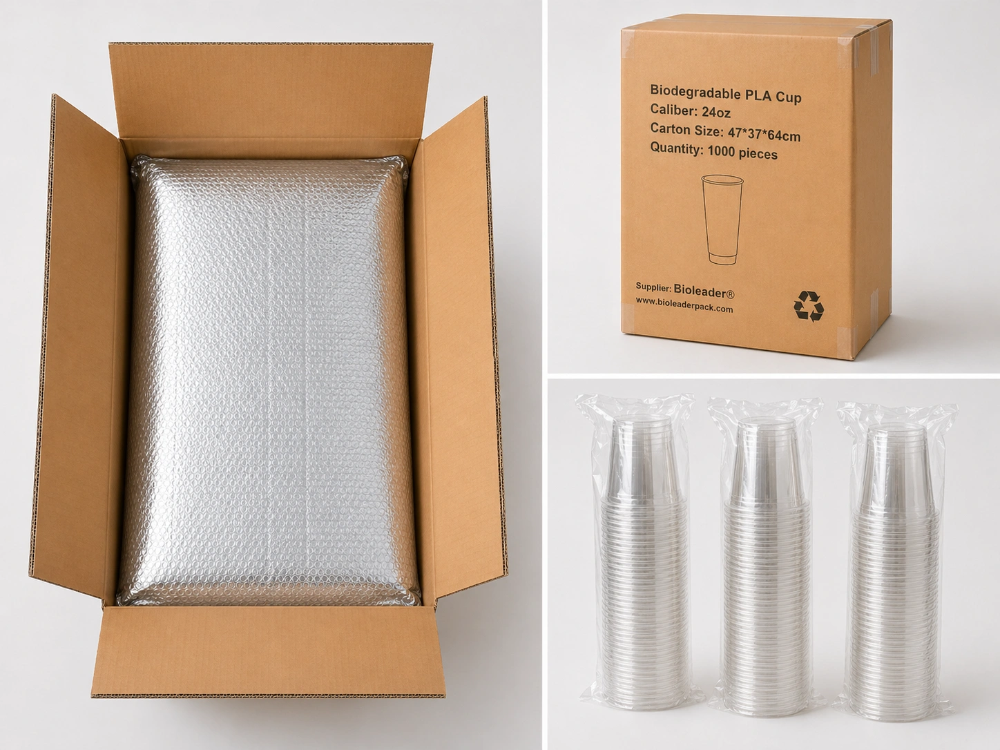 24oz PLA Compostable Cups Products Packaging Display