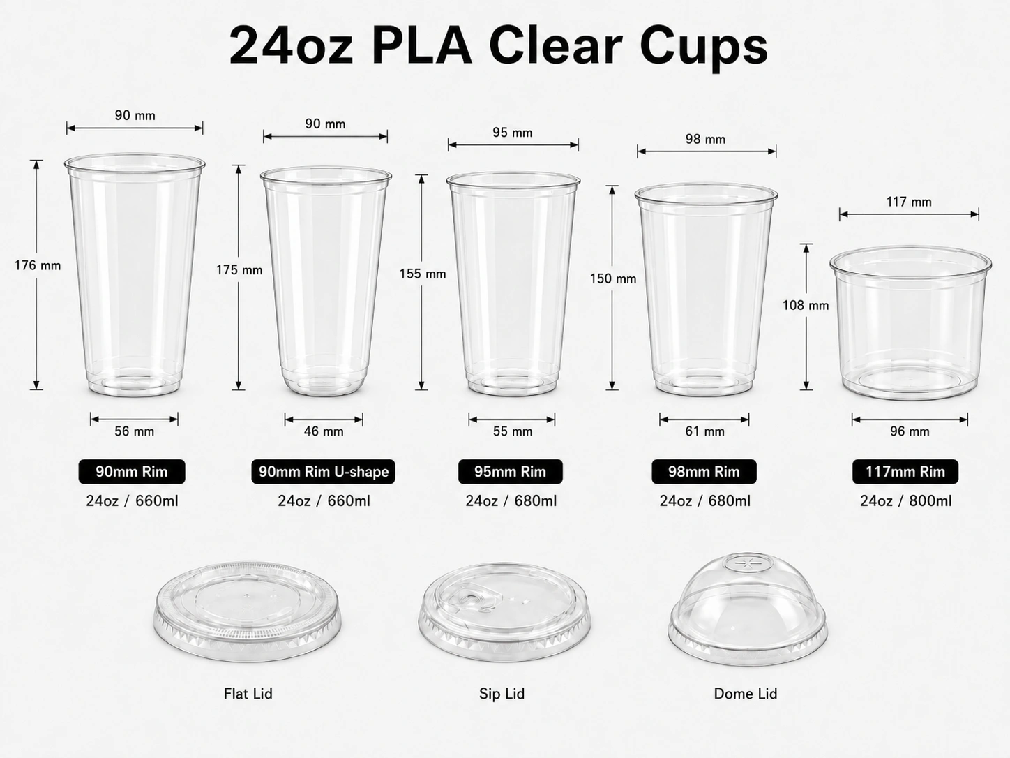 24oz PLA Clear Cold Cups main product image