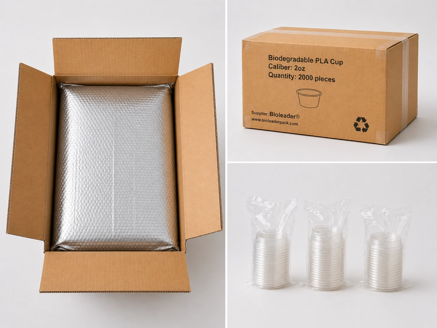 2oz PLA Compostable Cups Products Packaging Display