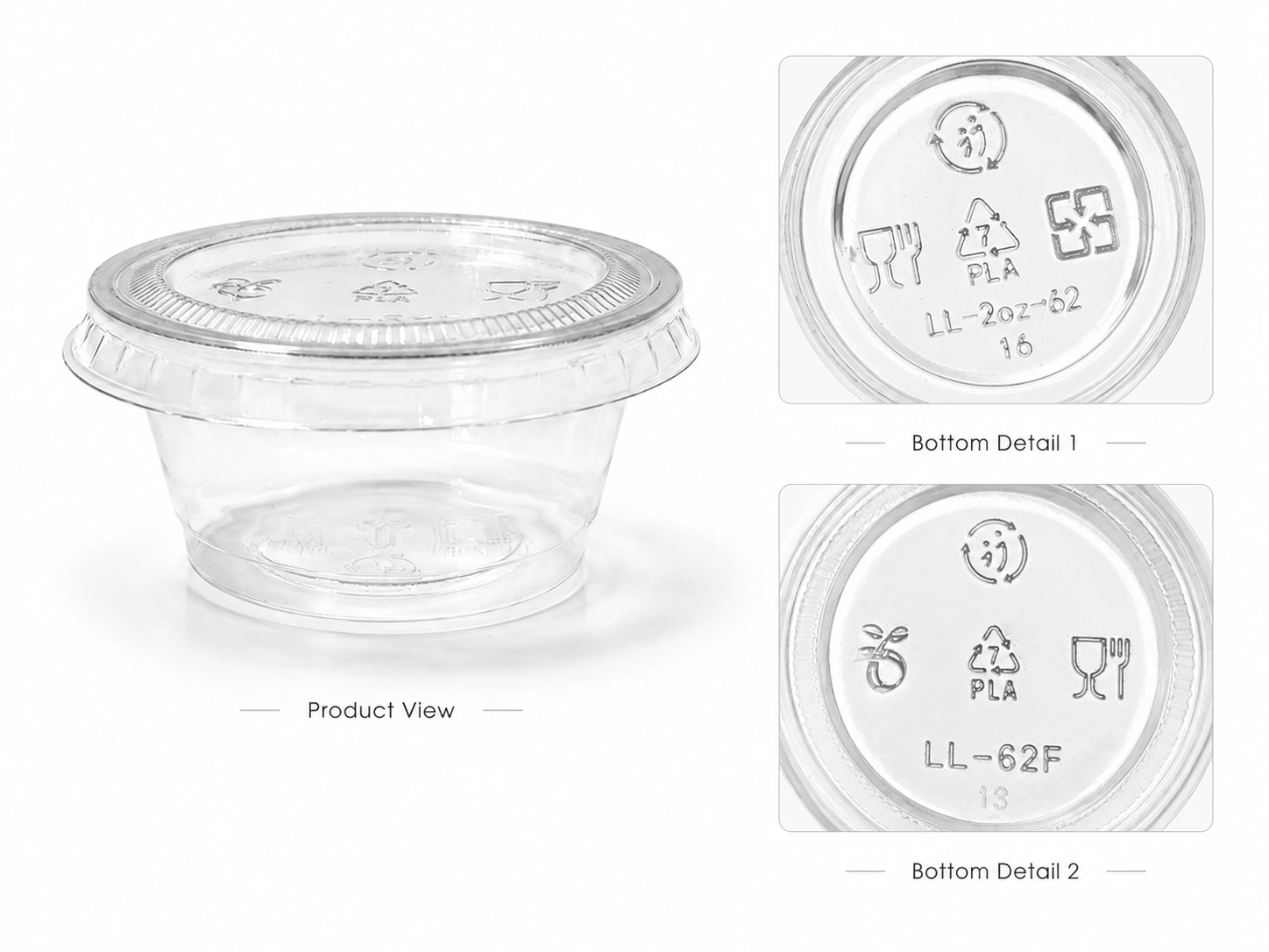 2oz PLA Compostable Cups Matching Lid Options