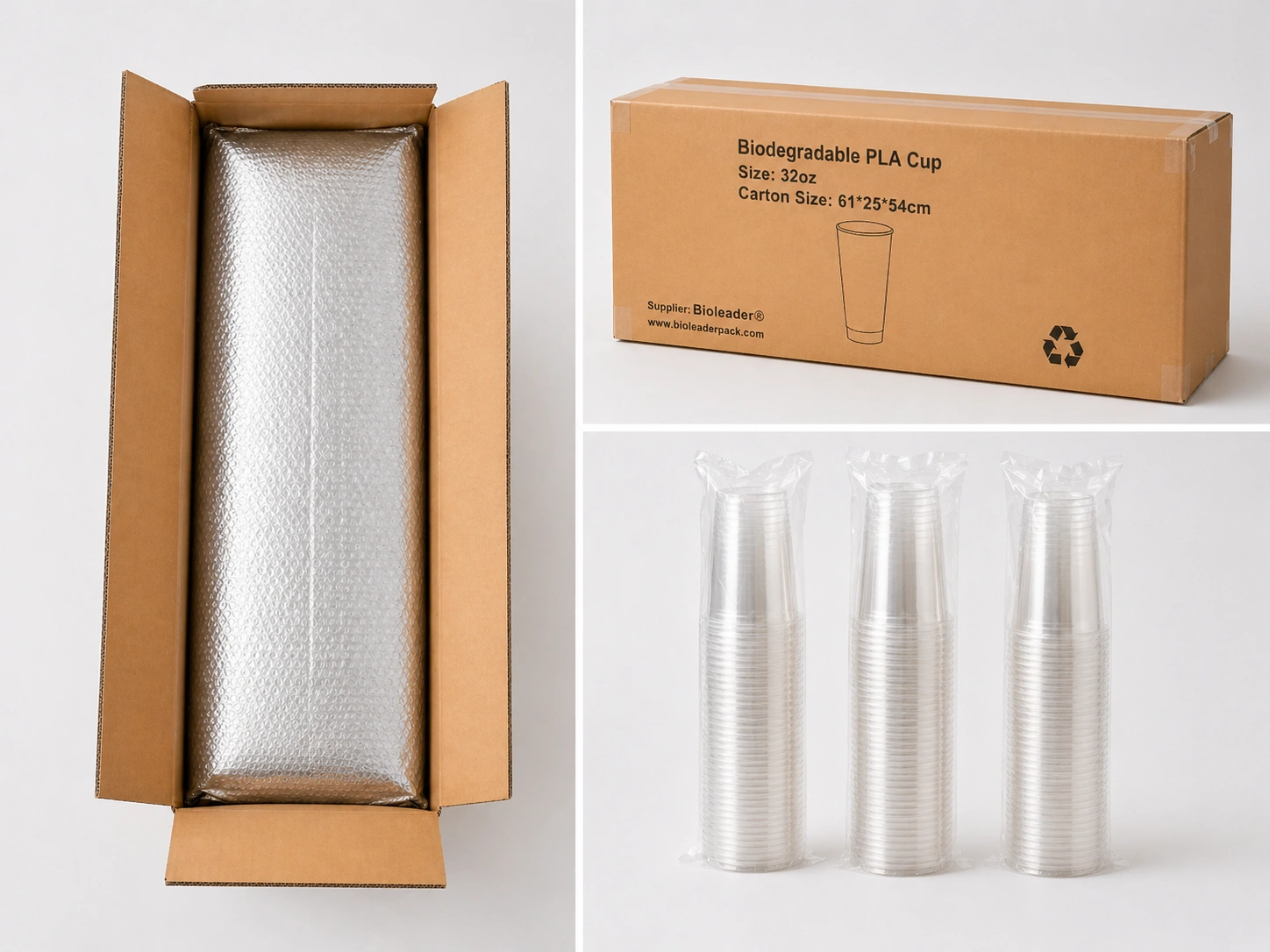 32oz PLA Compostable Cups Products Packaging Display
