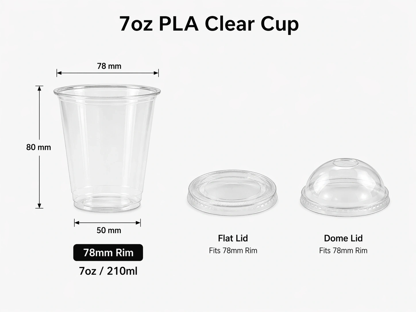 7oz Biodegradable PLA Clear Cups with Lids main product image