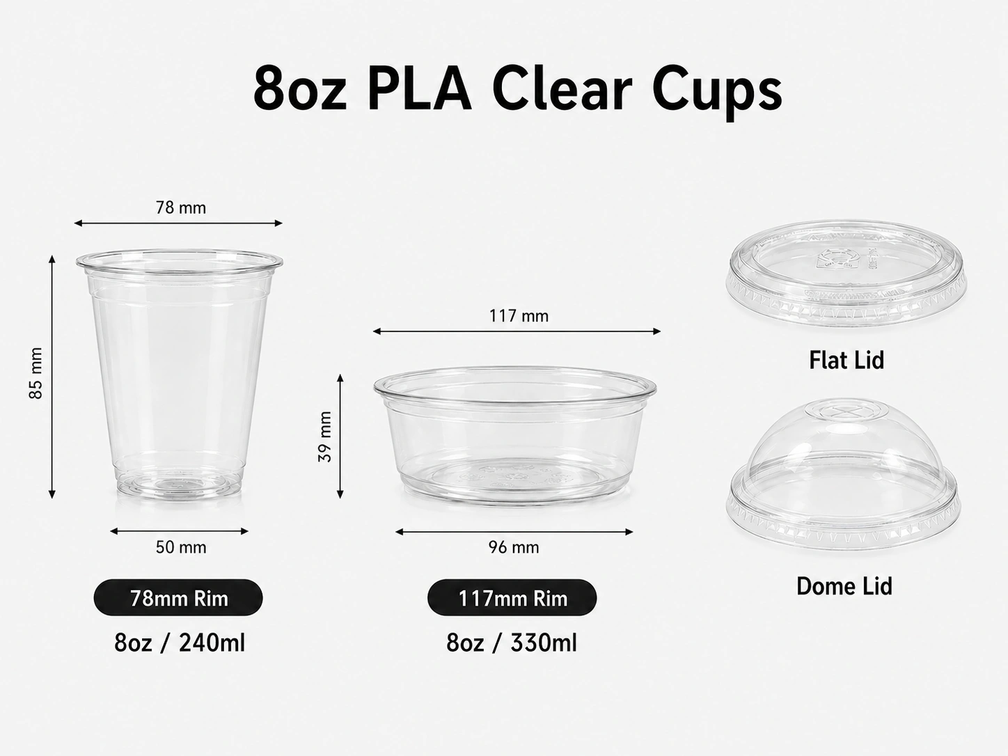 8oz/250ml PLA Compostable Cups main product image