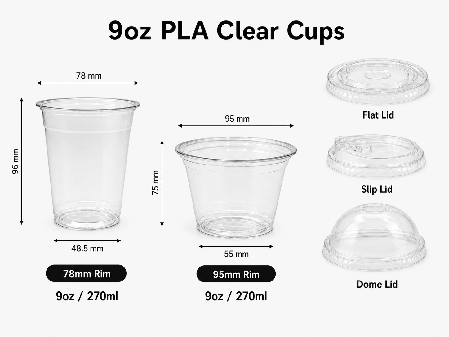 9oz/270ml PLA Compostable Cups main product image