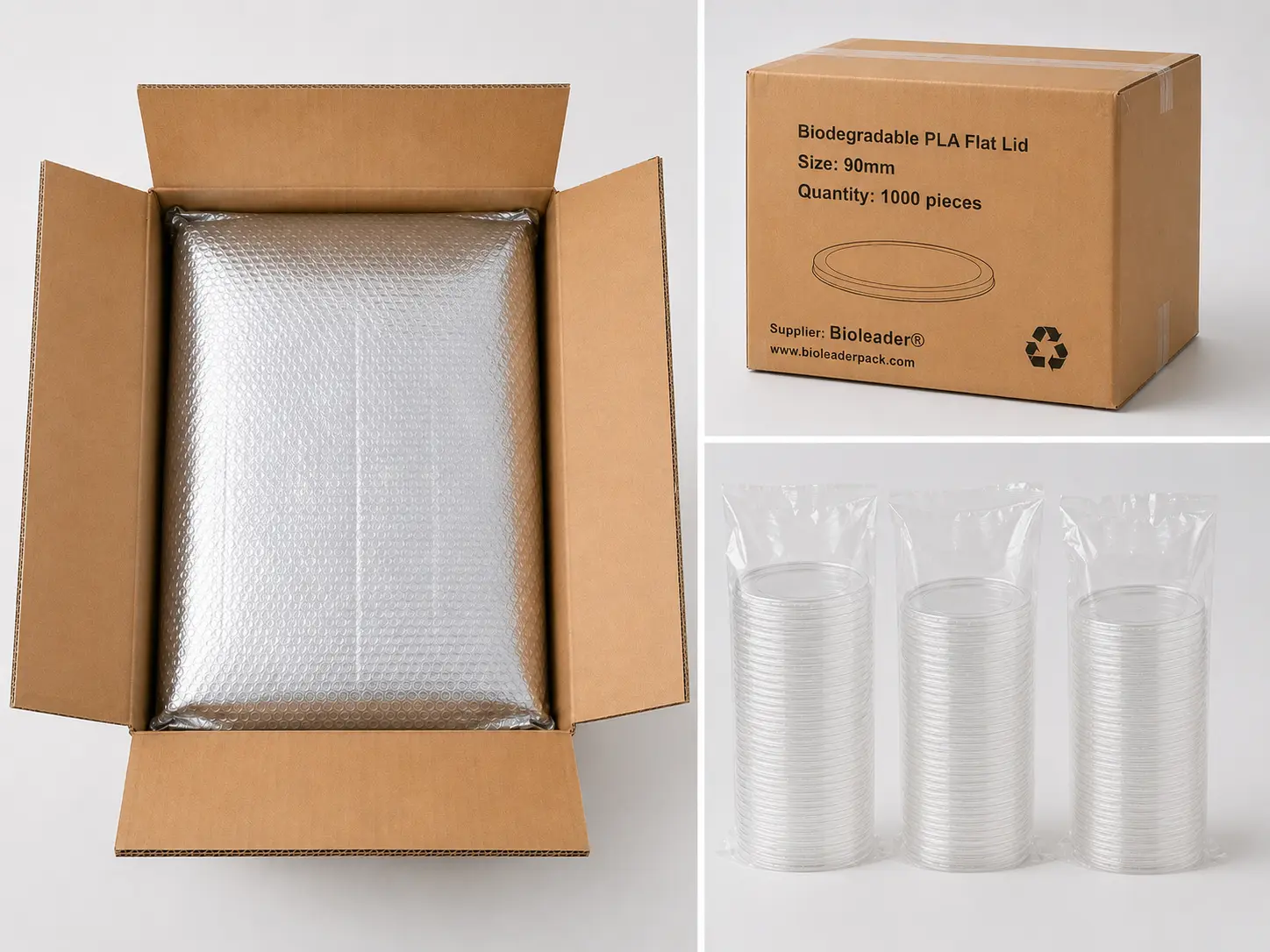 PLA cup lids export packaging for wholesale orders