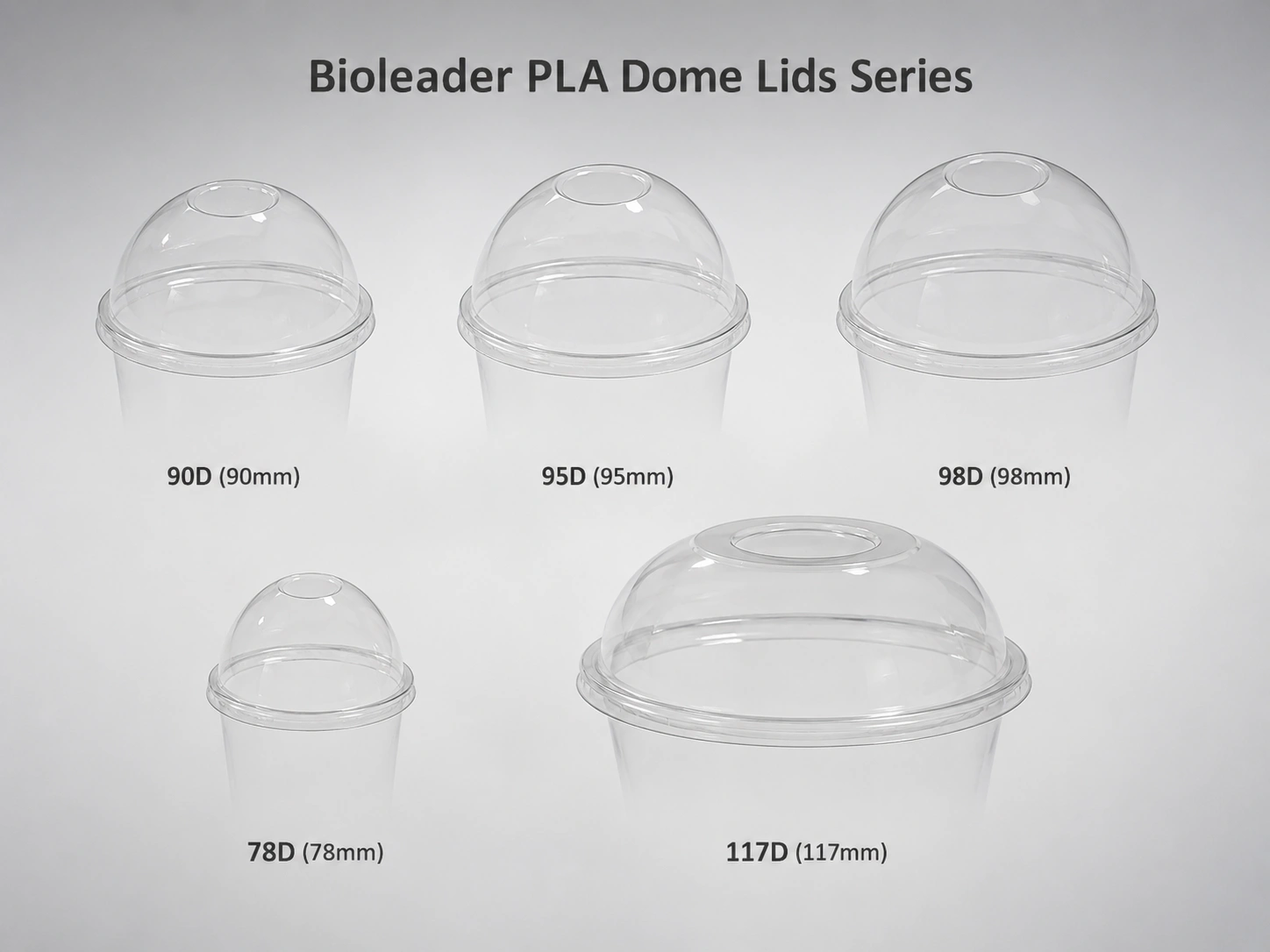 Transparent clear compostable PLA dome lids second product view