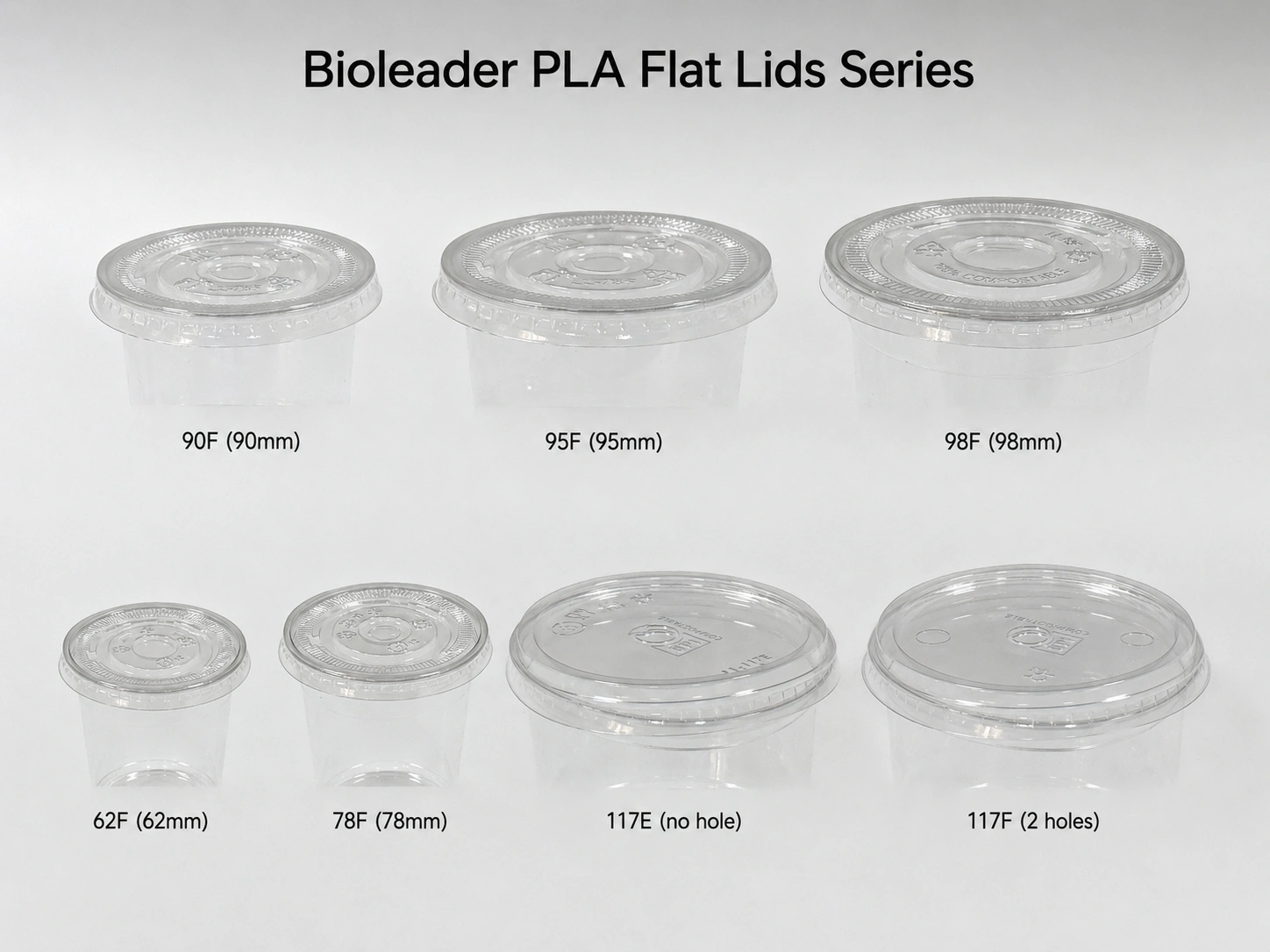 Transparent clear compostable PLA flat lids second product view