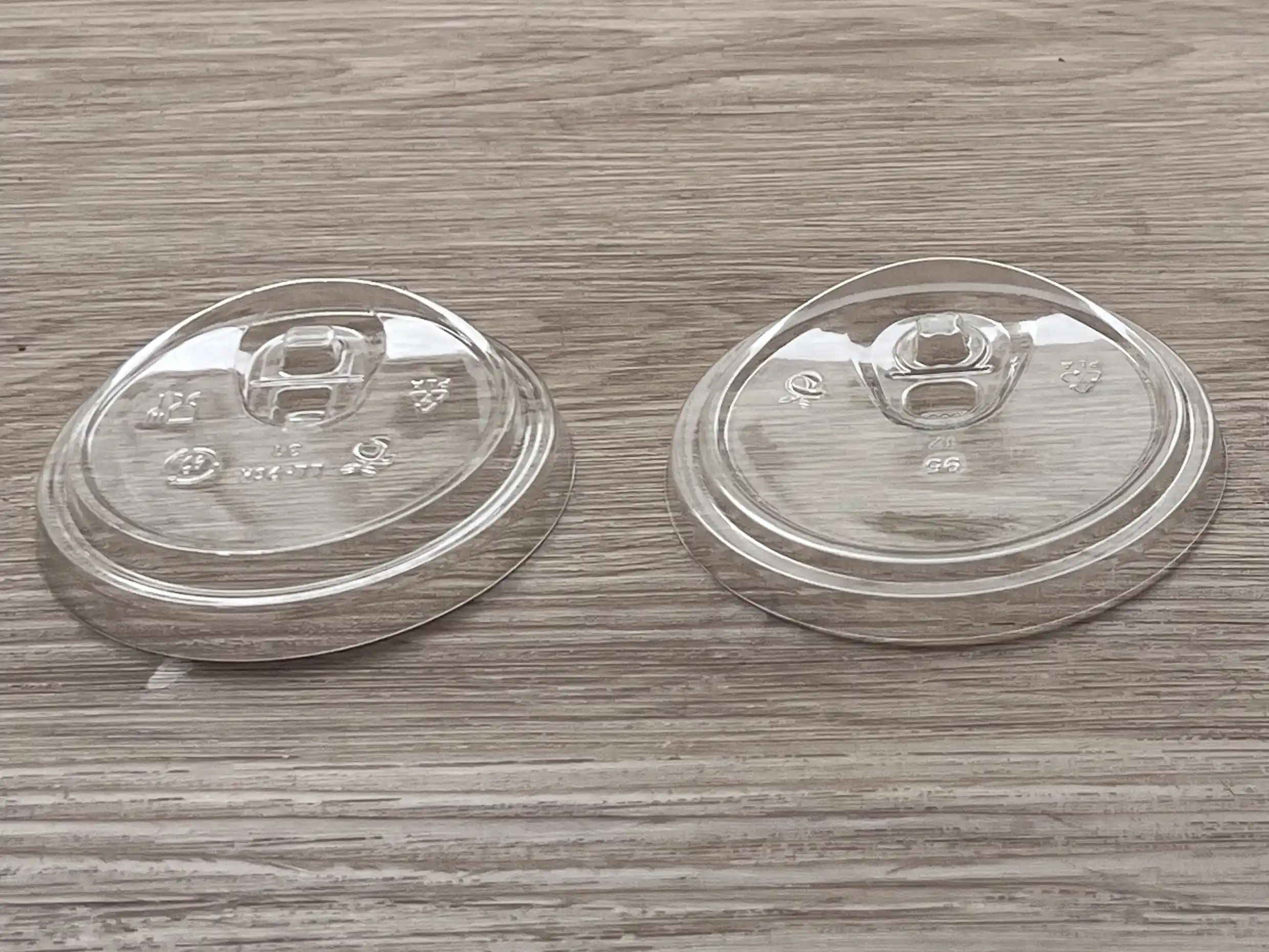 Real photo of transparent clear compostable PLA slip lids
